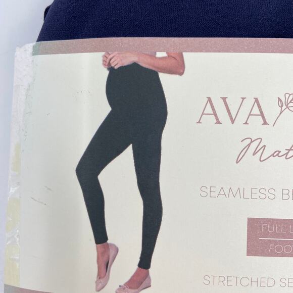 Ava Rose Maternity Leggings Size S/M Blue Seamless Belly Full Length Footless - Picture 7 of 7